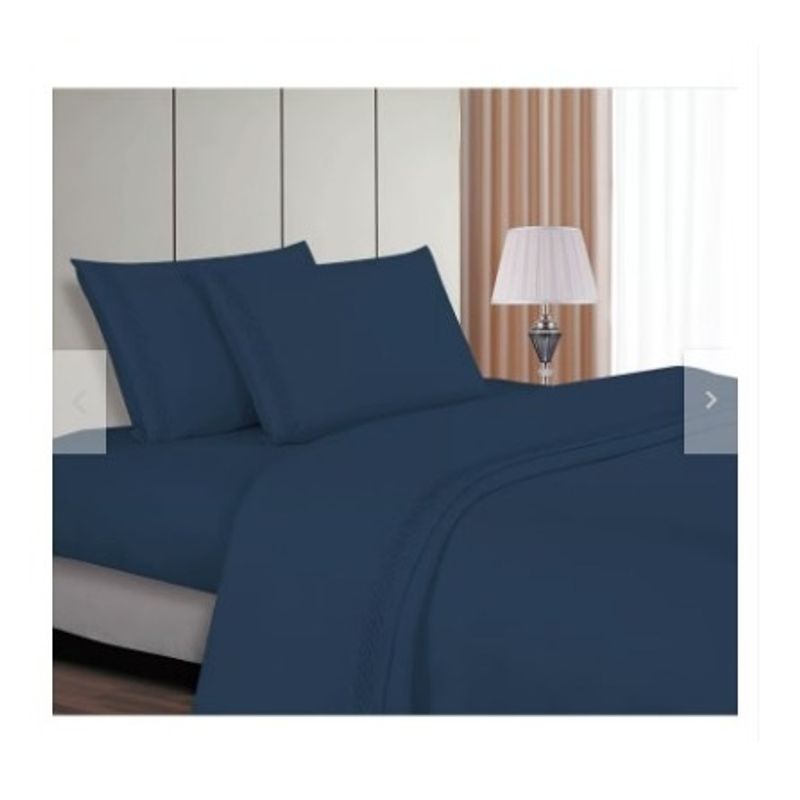 GENERICO - Sabanas De Algodón Bramante King azul acero