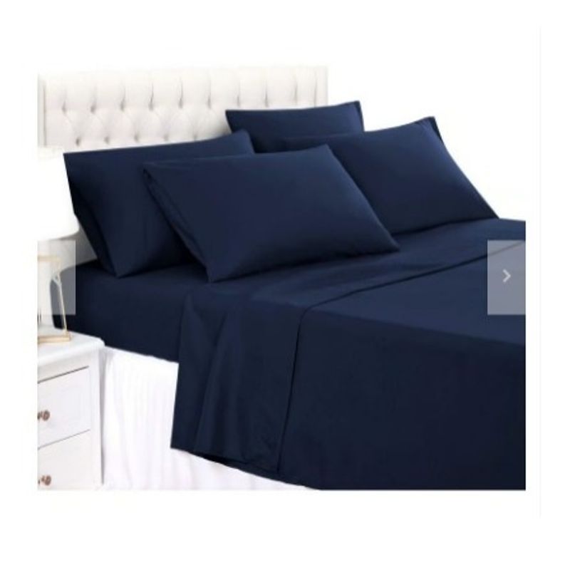 GENERICO - Sabanas De Algodón Bramante King azul marino