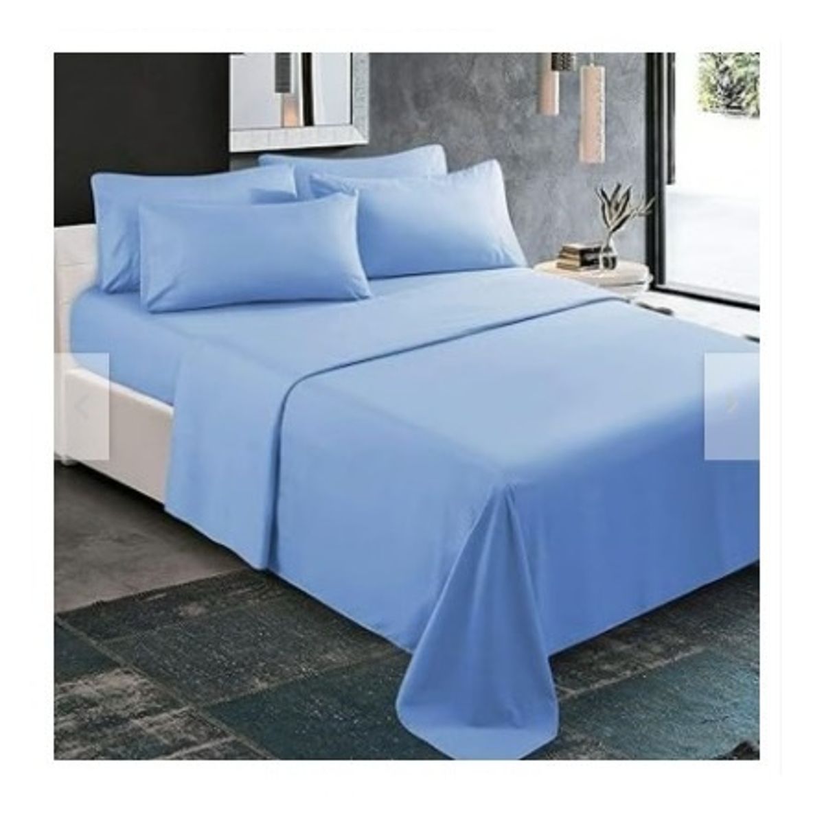 GENERICO - Sabanas De Algodón Bramante King celeste