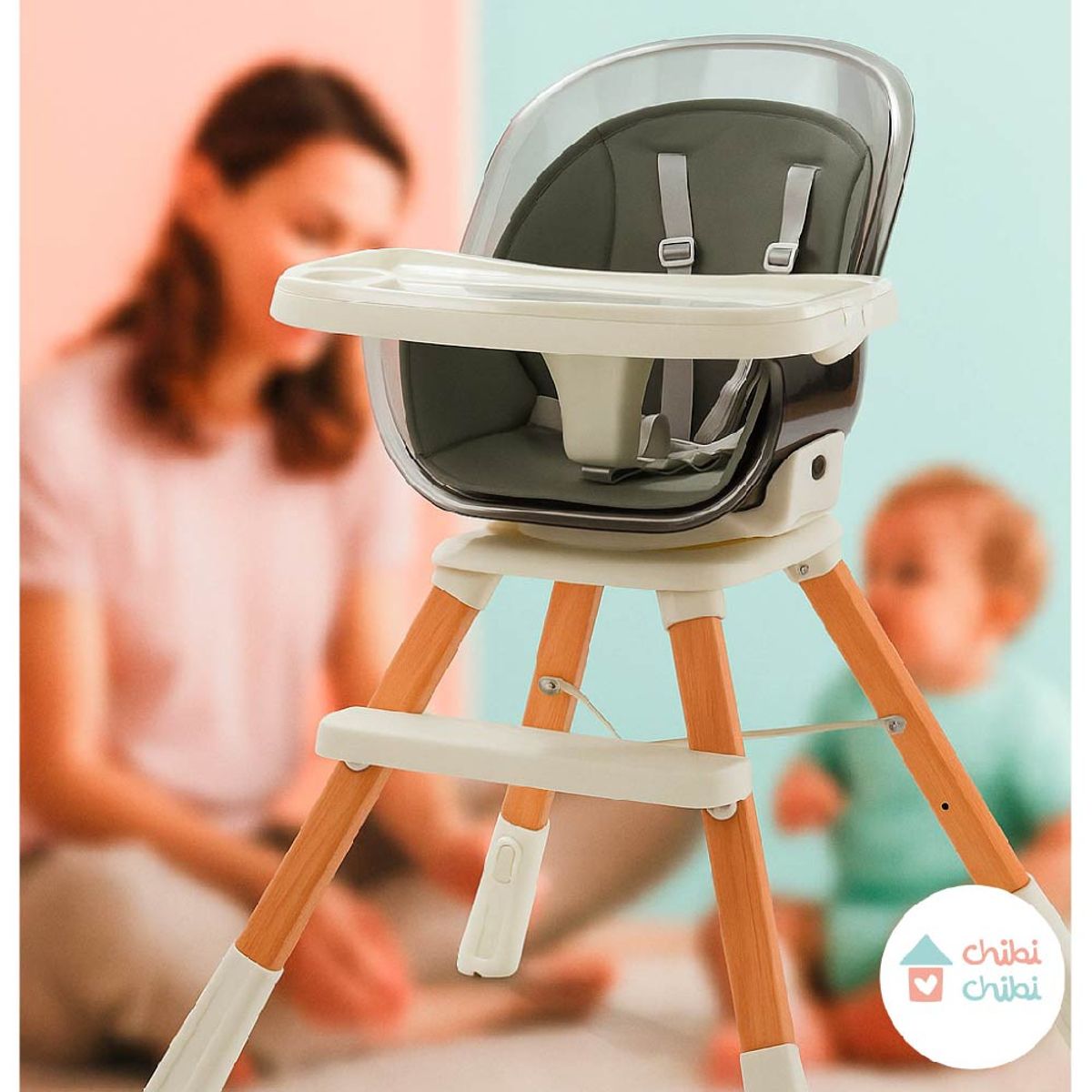 CHIBI CHIBI - Silla de comer 360 grados - Gris