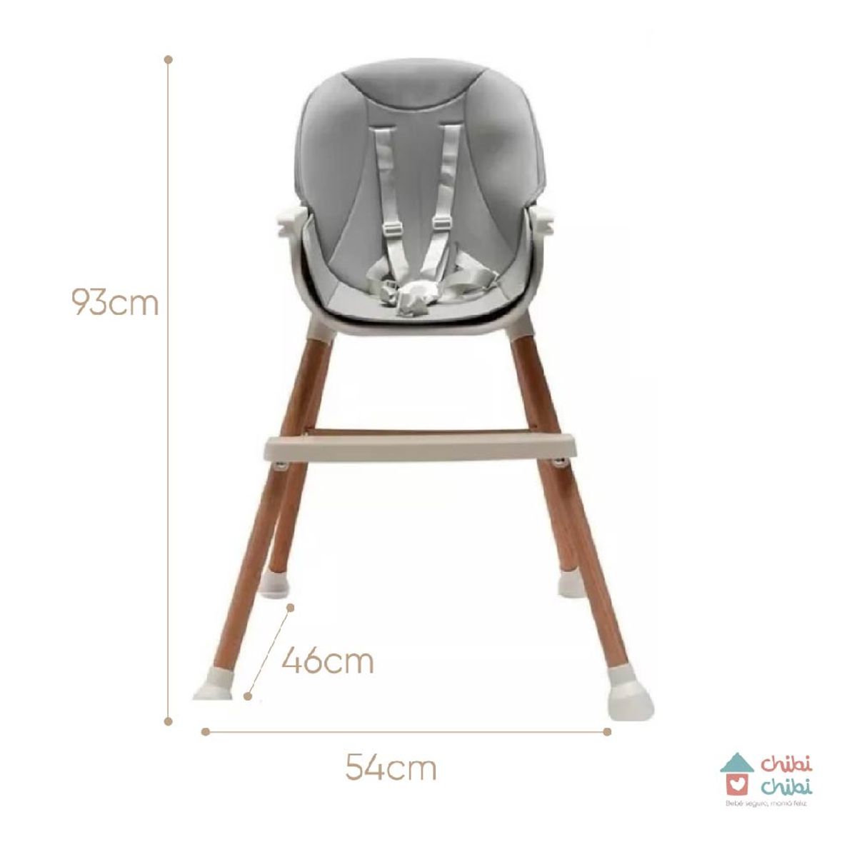 CHIBI CHIBI - Silla de comer 5 en 1 - Gris