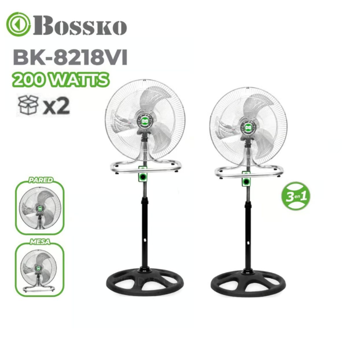 BOSSKO - Ventilador Bossko 3 en 1 BK-8218VI 18 " X 2 Unidades