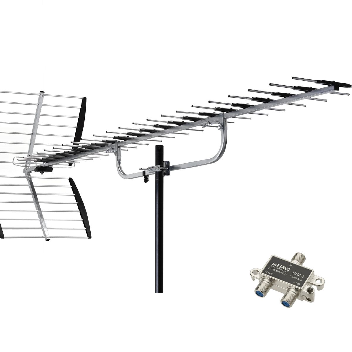 Easy Corp - ANTENA DIGITAL GRANDE CON SPLITTER PARA DOS TELEVISORES