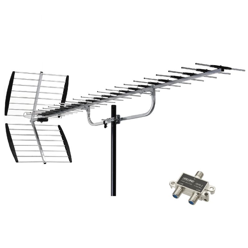 Easy Corp - ANTENA DIGITAL GRANDE CON SPLITTER PARA DOS TELEVISORES