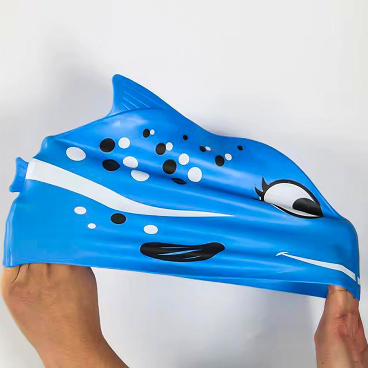 GENERICO - GORRO PARA NATACIÓN NUDE SILICONA NIÑOS PEZ AZUL
