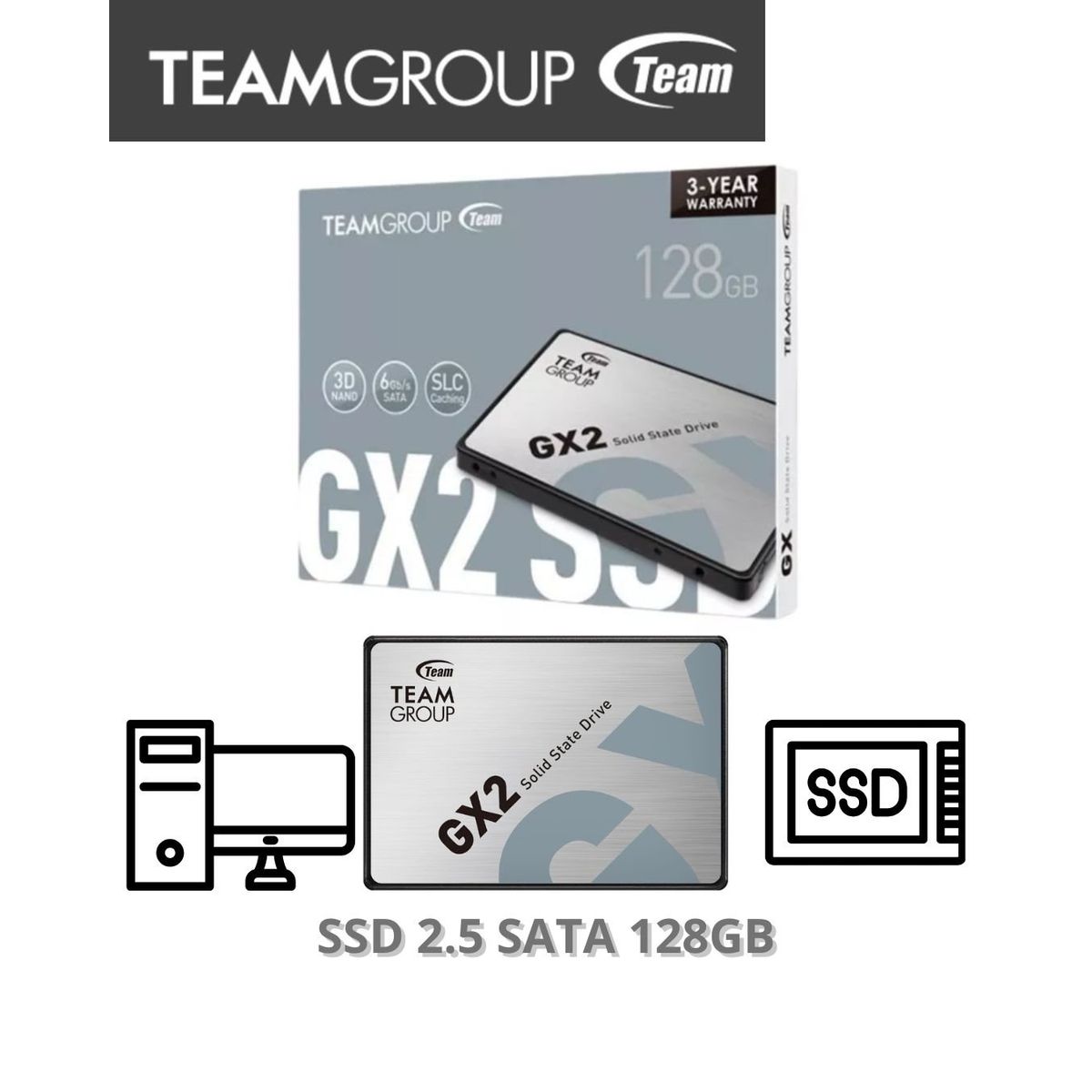 TEAMGROUP - DISCO SOLIDO SSD 128GB TEAMGROUP - 2.5 SATA