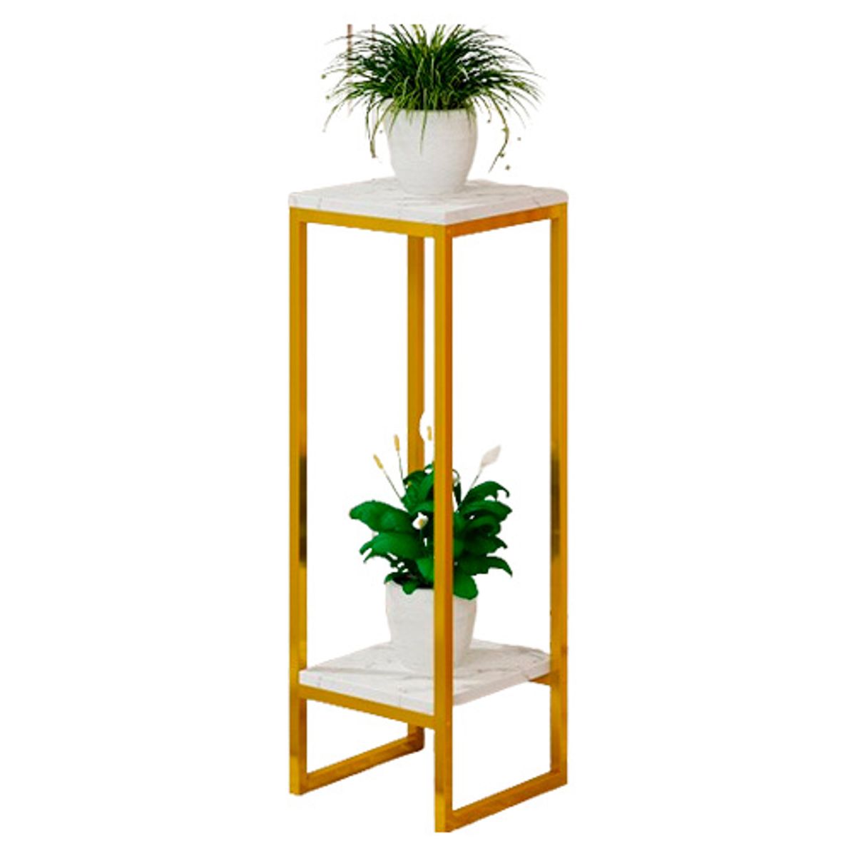 GENERICO - Mesa Auxiliar de 75 x 30 cm con Acabado de Mármol y Estructura Dorada