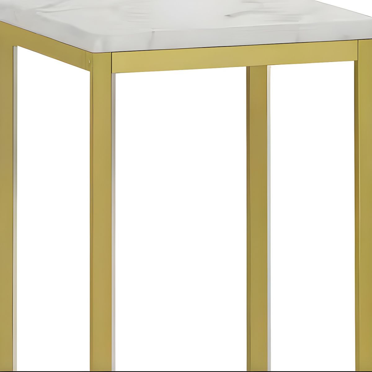 GENERICO - Mesa Auxiliar de 75 x 30 cm con Acabado de Mármol y Estructura Dorada