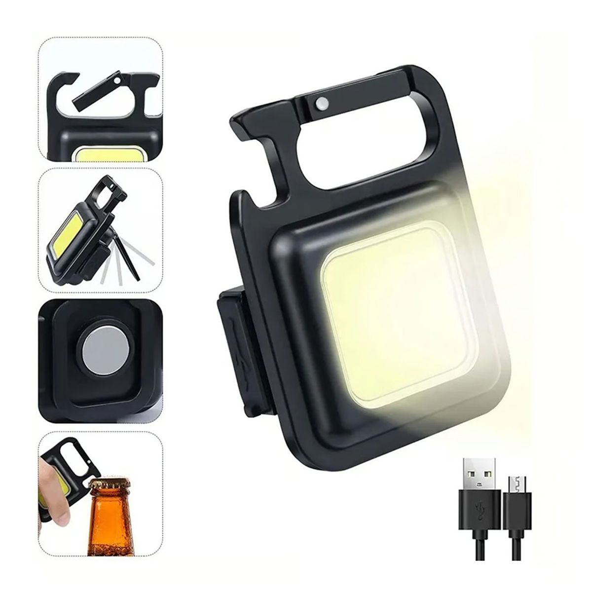 GENERICO - LLAVERO CON LINTERNA RECARGABLE  Y DESTAPADOR METALICO