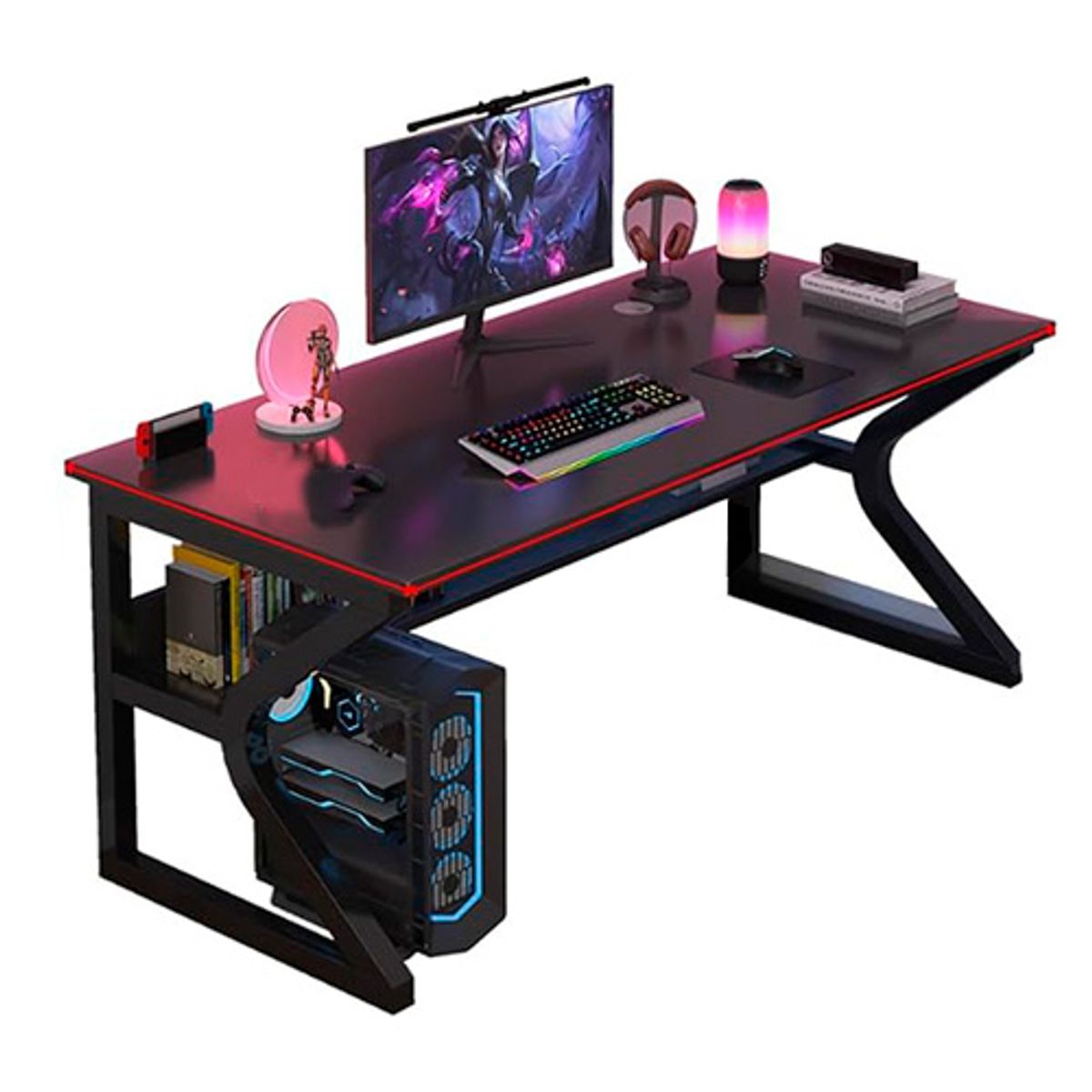 GENERICO - Escritorio Gamer Moderno para PC y Consola Ergonómico