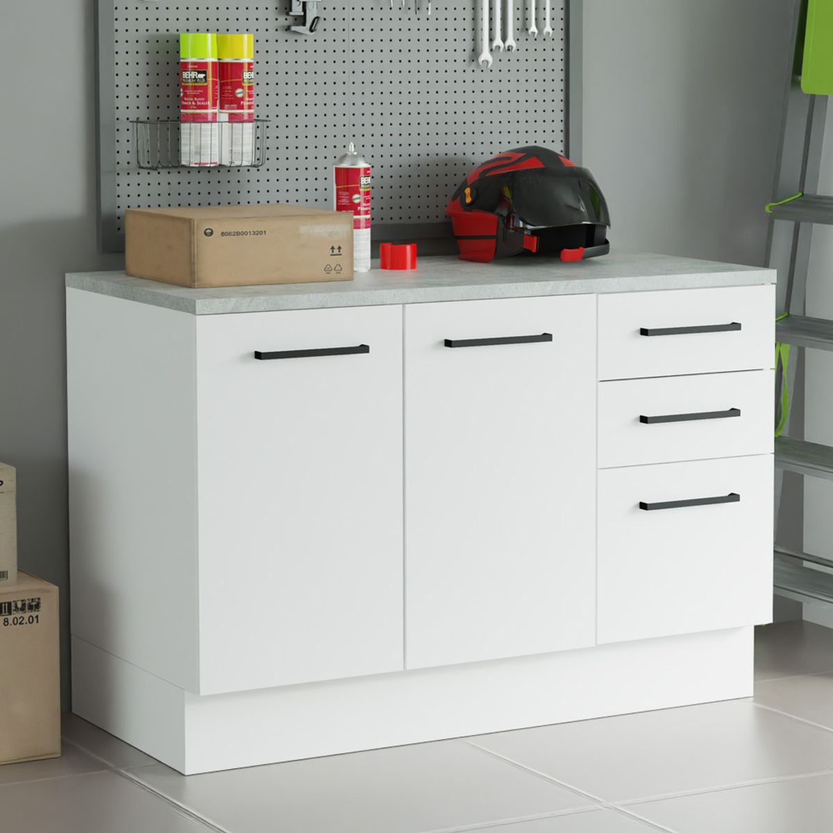 MADESA - Mueble Multiuso para Garaje Agata 120 cm 2 Puertas 3 Cajones