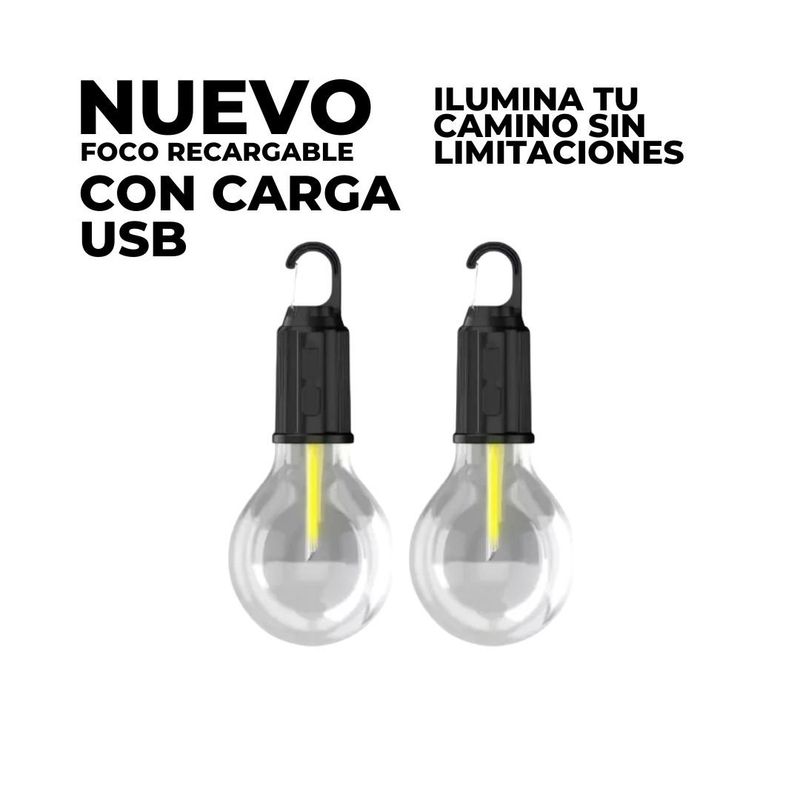GENERICO - Foco Recargable Usb Lampara Portatil Con Gancho x2Unids