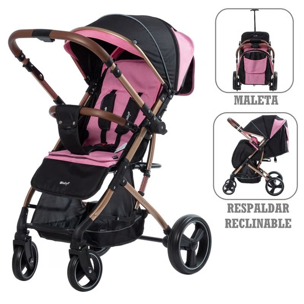 EBABY - Coche Rudi Convertible Maleta -Rosado
