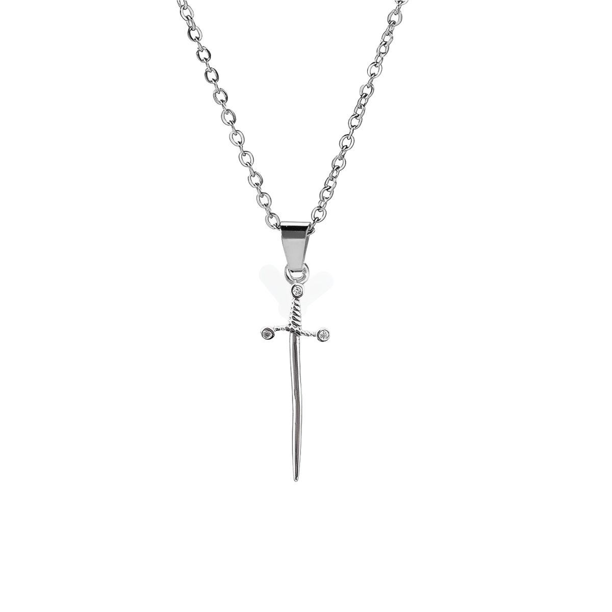 GENERICO - Collar Parejas Corazón Rosa Espada Joya Regalo Novios Acero