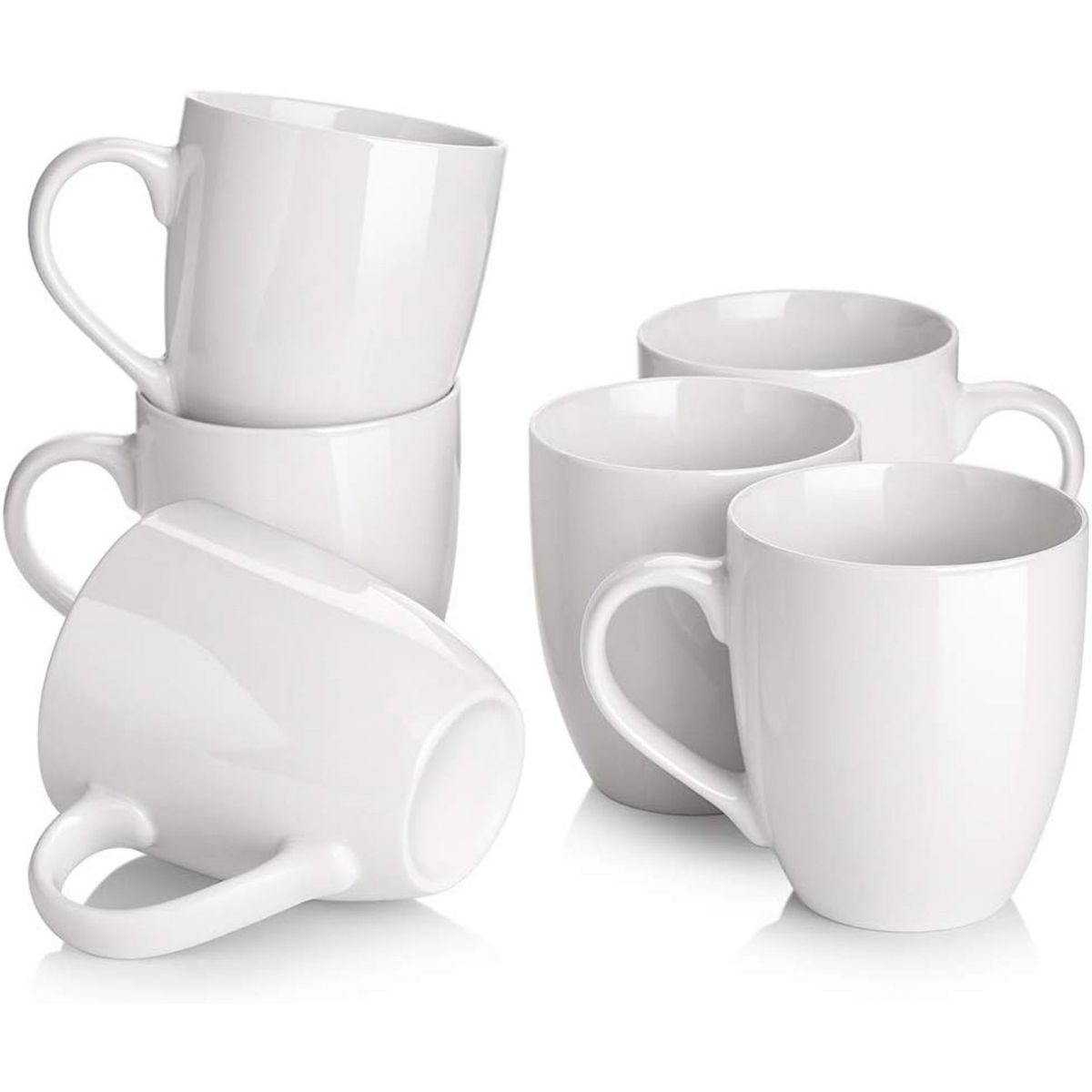 Pentha - Tazas Blancas y Elegantes de Porcelana Pack X6 para Café té y más