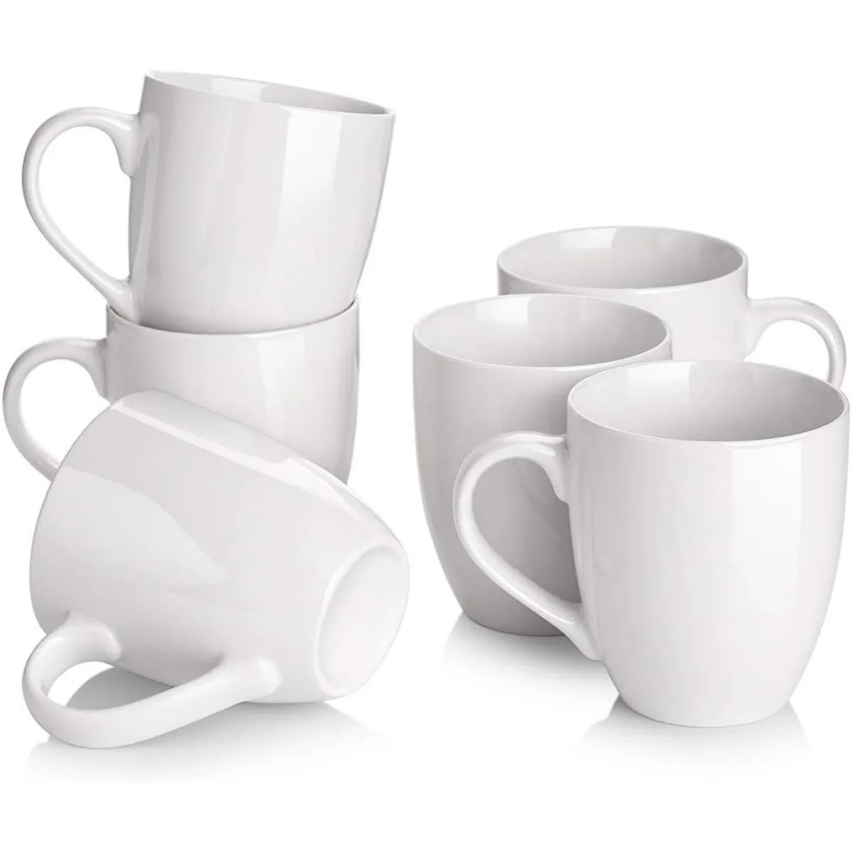 Pentha - Tazas Blancas y Elegantes de Porcelana Pack X6 para Café té y más