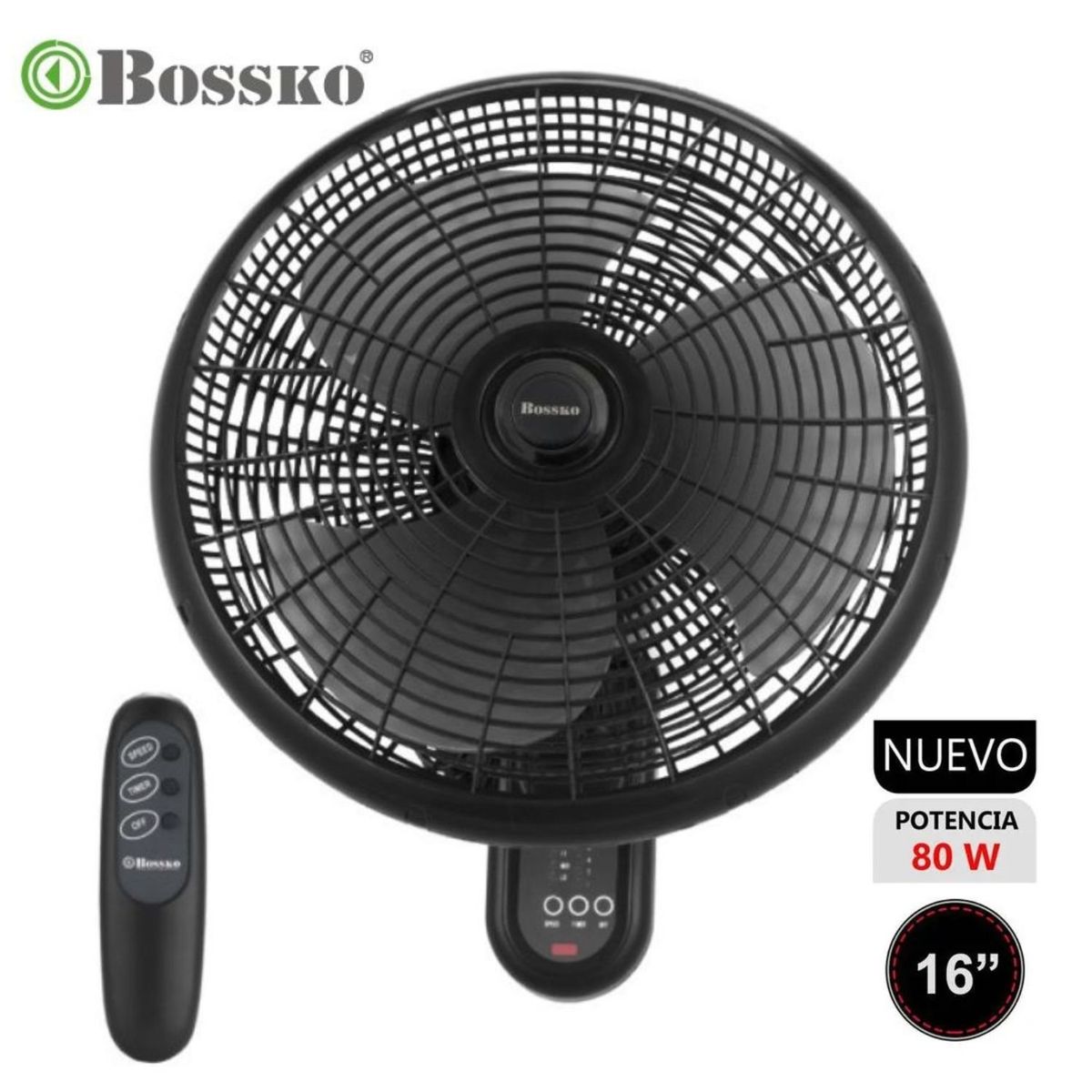 BOSSKO - Ventilador de Pared Bossko con Control Remoto BK-8210PD