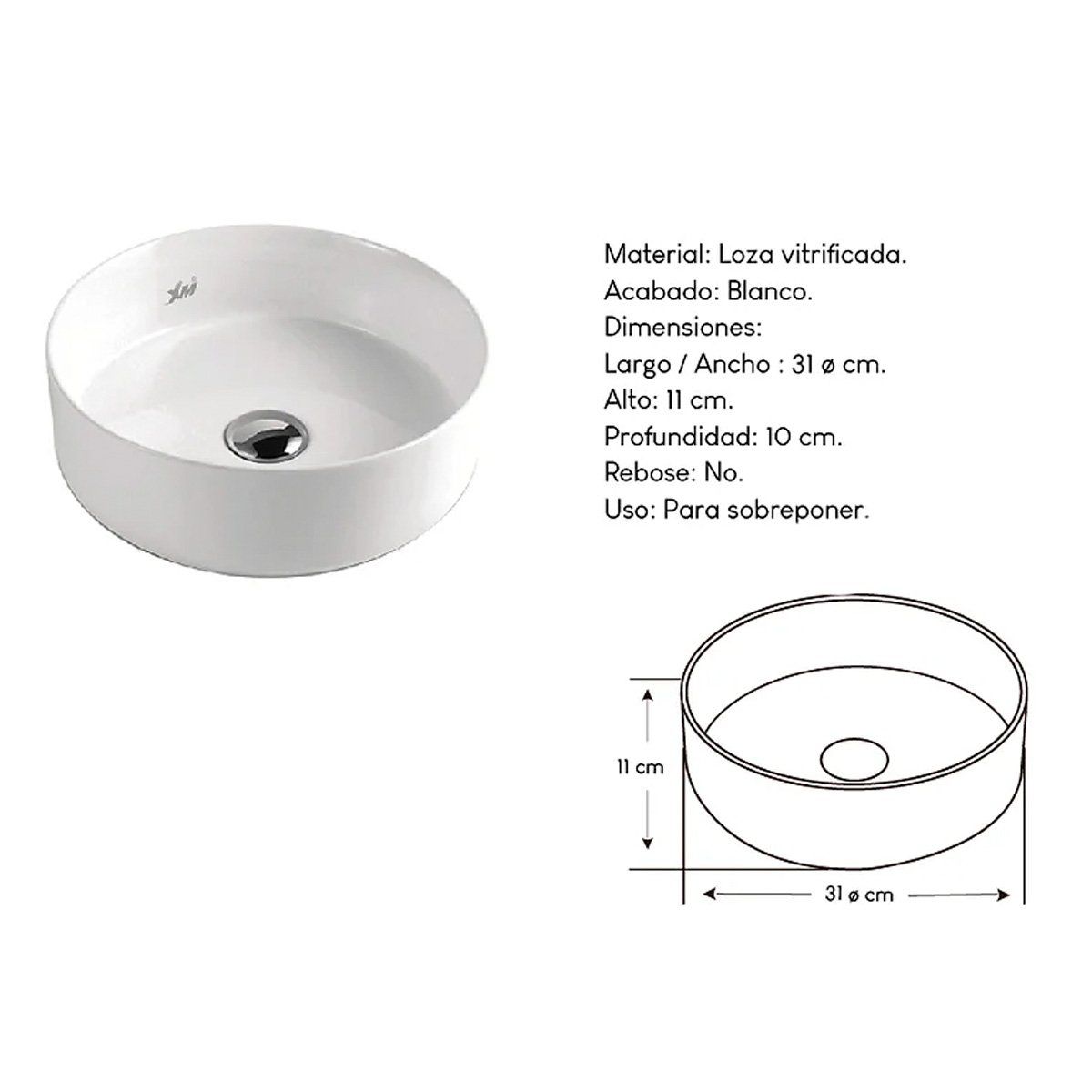 XM - Ovalin de Loza Redondo Blanco