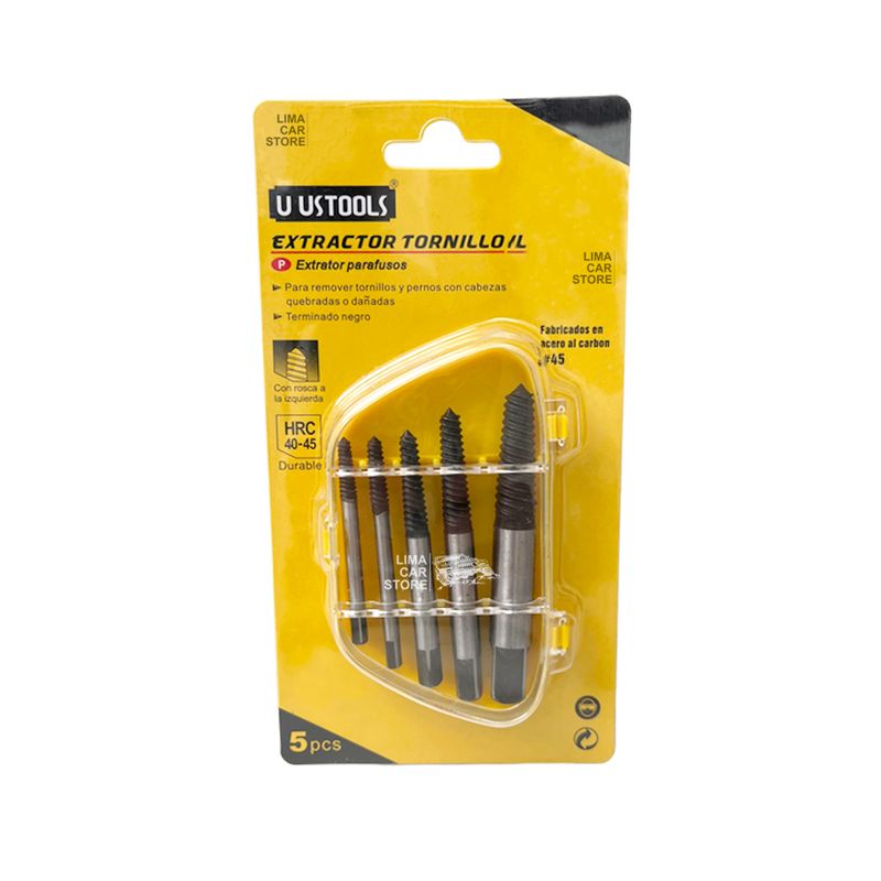 UYUSTOOLS - Extractor De Tornillo 5 Pzas Quita Perno Broca Roto 3-18mm