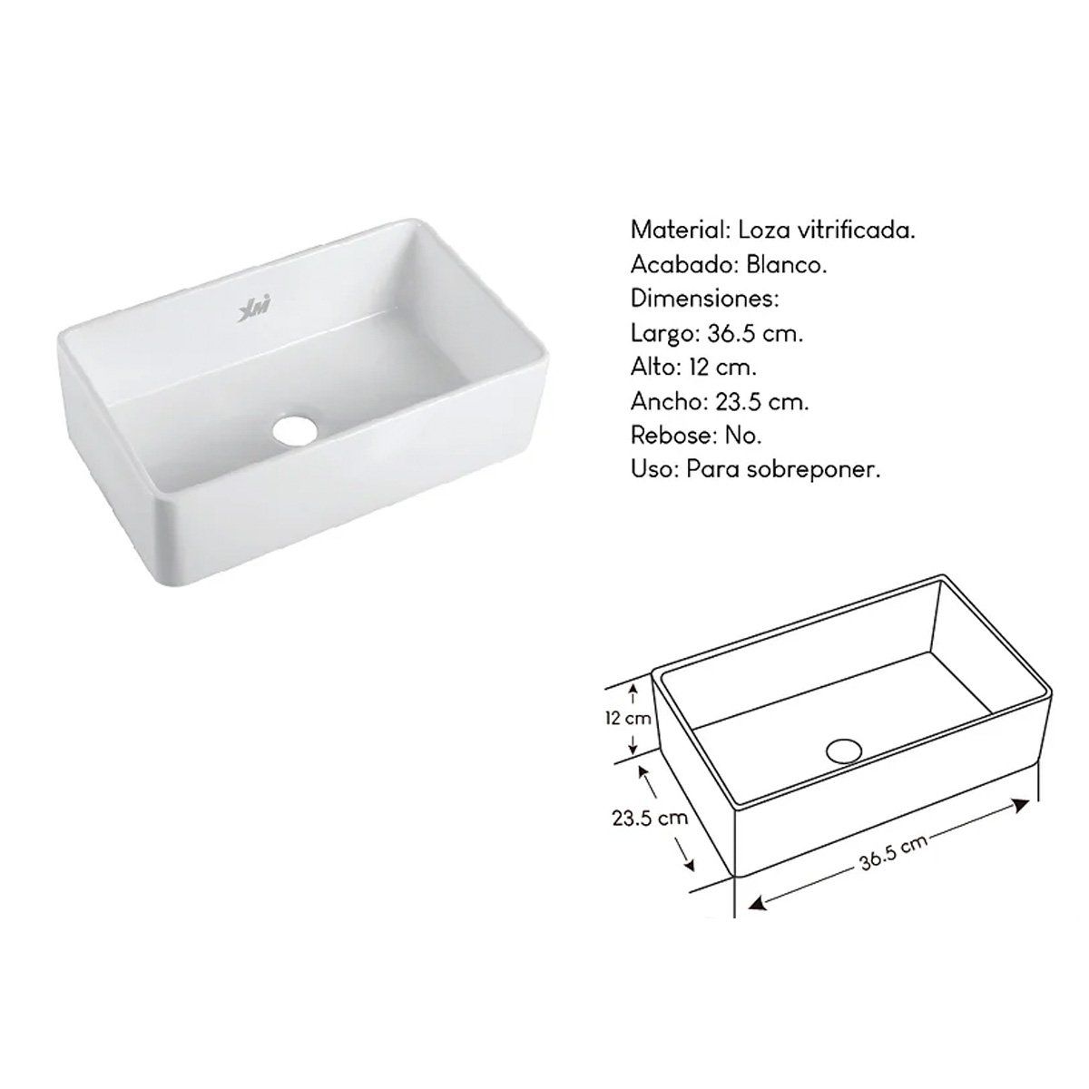 XM - Bowl Lavabo Ovalin de Loza Blanco