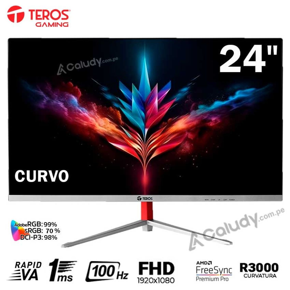 TEROS GAMING - Monitor Curvo TEROS TE-2402S 100Hz 1ms Full HD VA HDMI VGA FREESYNC