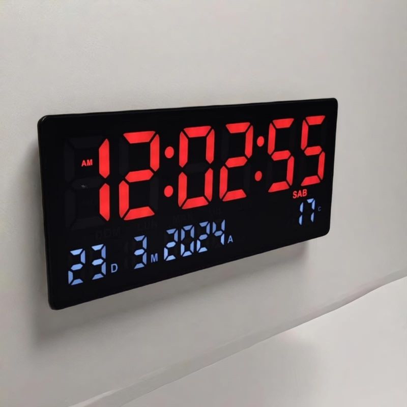 GENERICO - Reloj Digital de Pared con Fecha y Temperatura 36x16cm