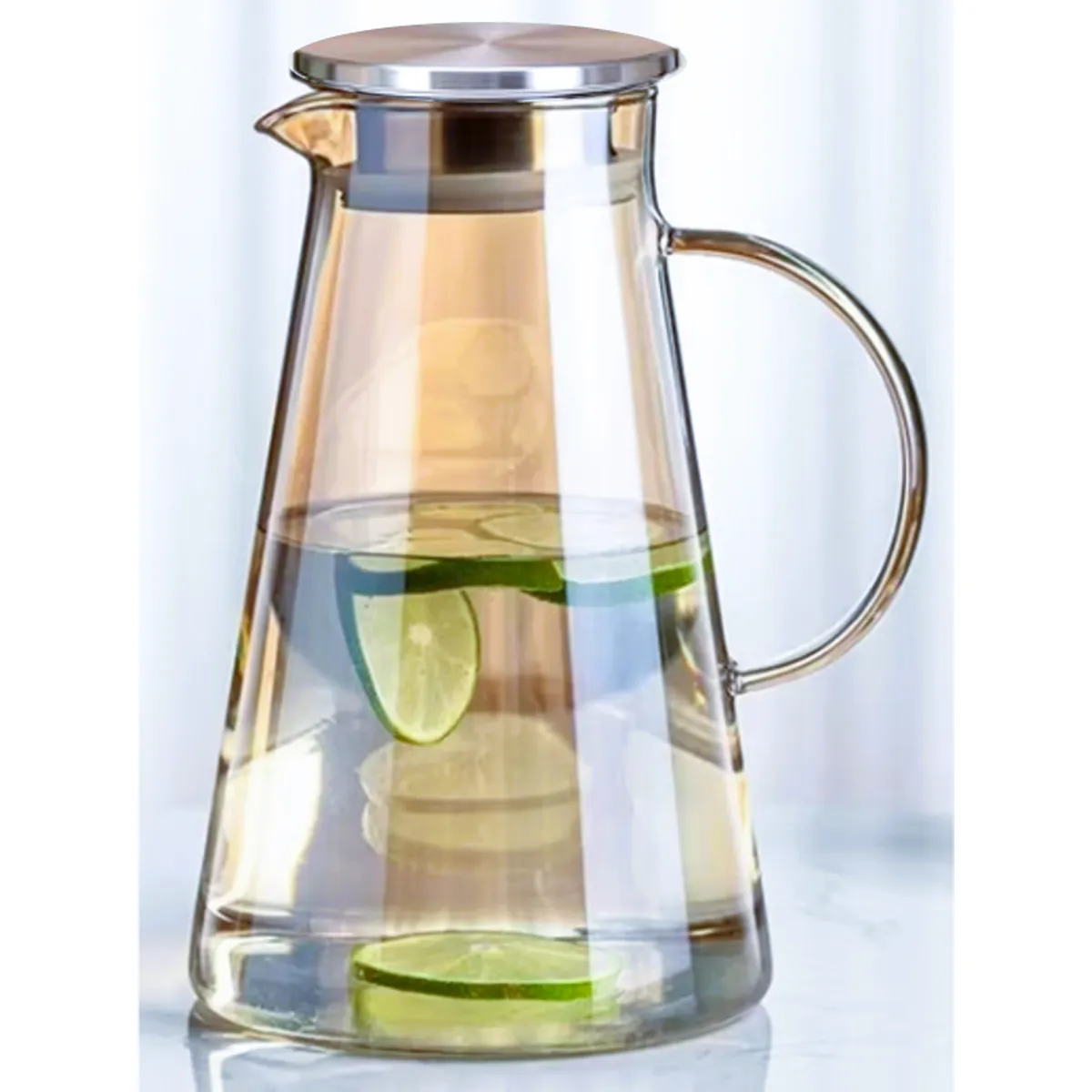 GENERICO - Jarra Dorada tapa de Acero Inox  Resistente al Calor 1.6 L.