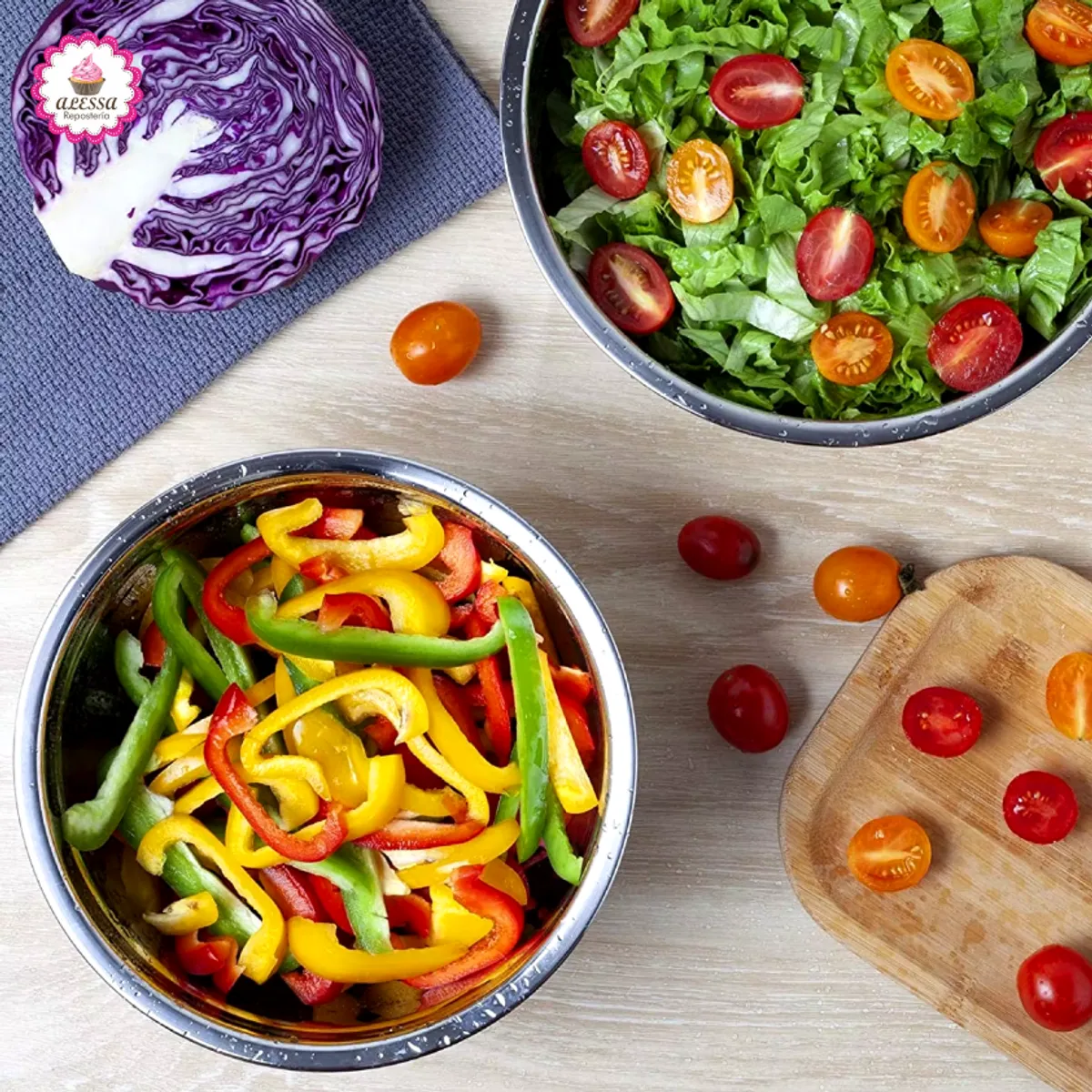 GENERICO - 7 Bowls con tapa de Acero Inox. para Cocina Repostería de Alta Calidad