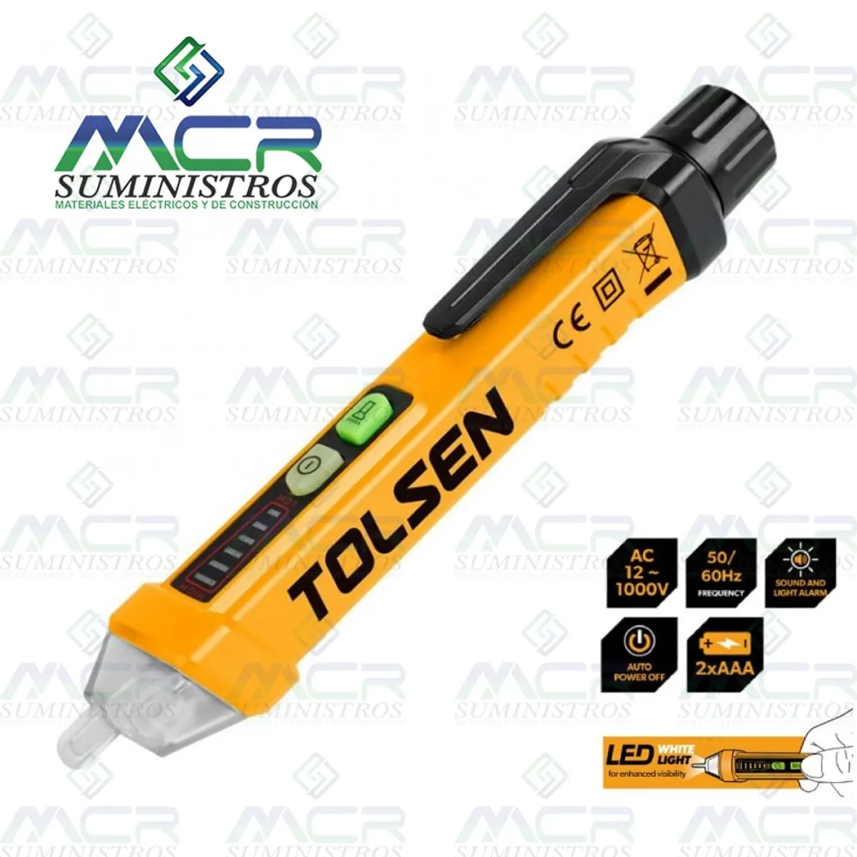 TOLSEN - DETECTOR DE VOLTAJE TIPO LÁPIZ INALÁMBRICO SIN CONTACTO 1000V AC