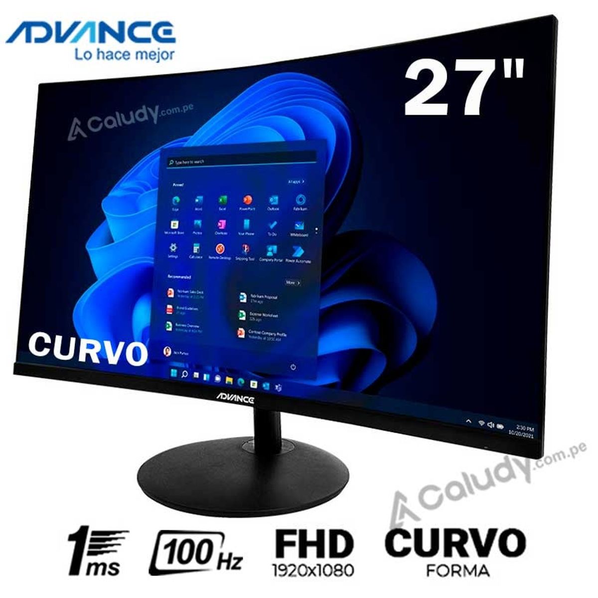 ADVANCE - Monitor Curvo ADVANCE ADV-2751S 27 VA 100Hz 1ms Full HD DP - Negro
