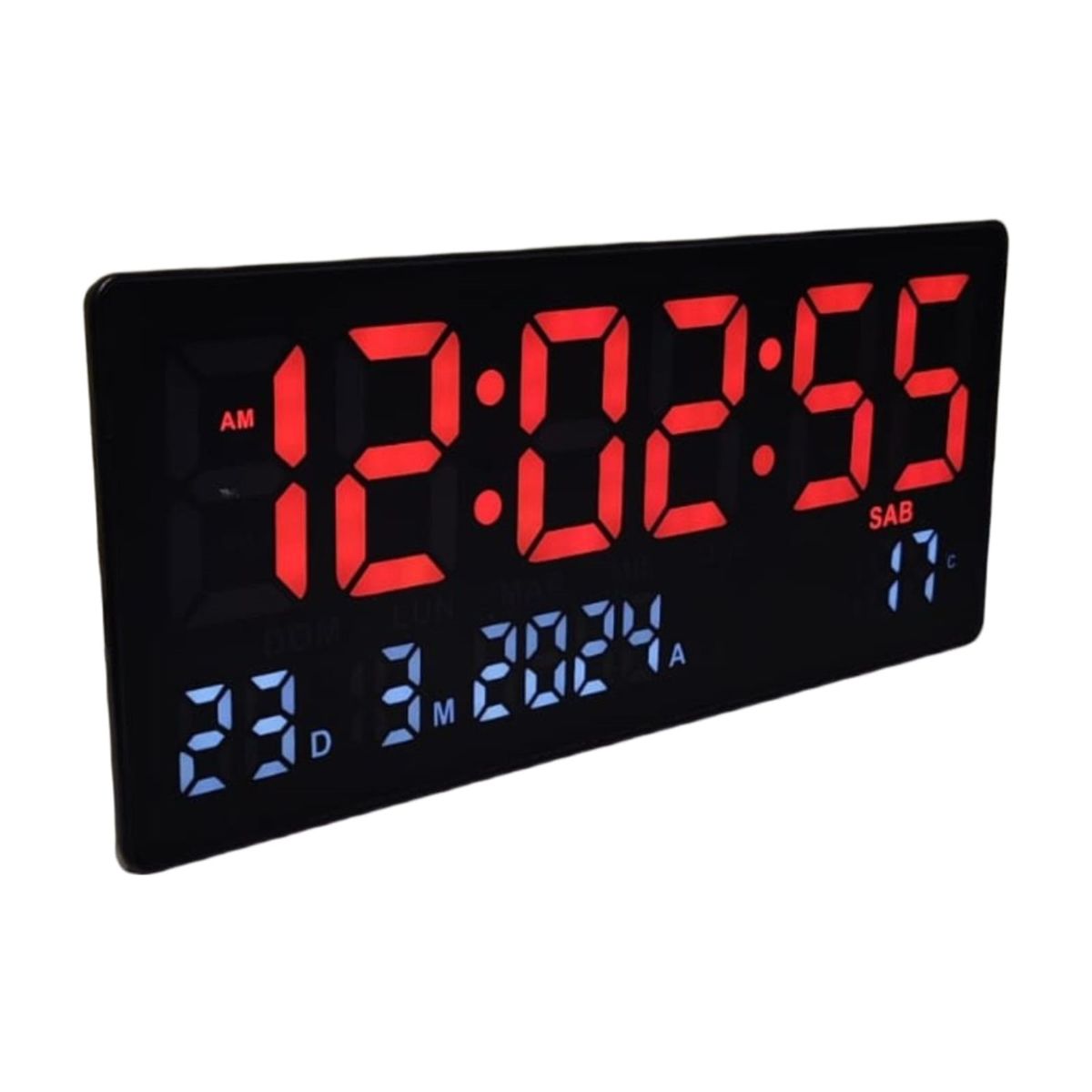 GENERICO - Reloj Digital de Pared con Fecha y Temperatura 36x16cm