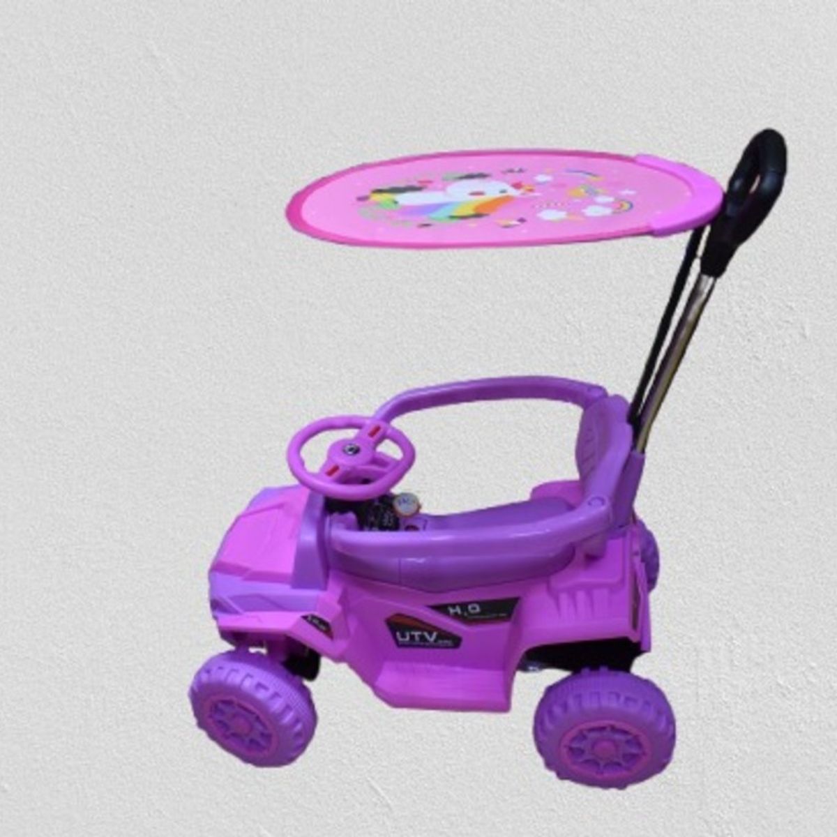 GENERICO - BUGUI A BATERÍA ROSADO Y LILA CON TOLDO