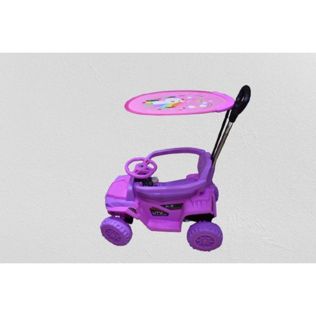 GENERICO - BUGUI A BATERÍA ROSADO Y LILA CON TOLDO