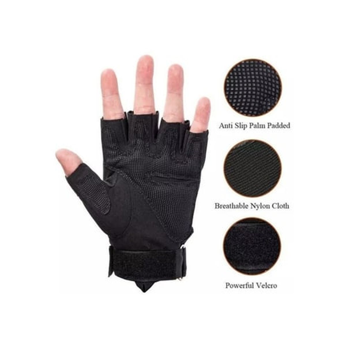 GENERICO - Guantes Tácticos Mitones Moto Gym Bicicleta Negro M