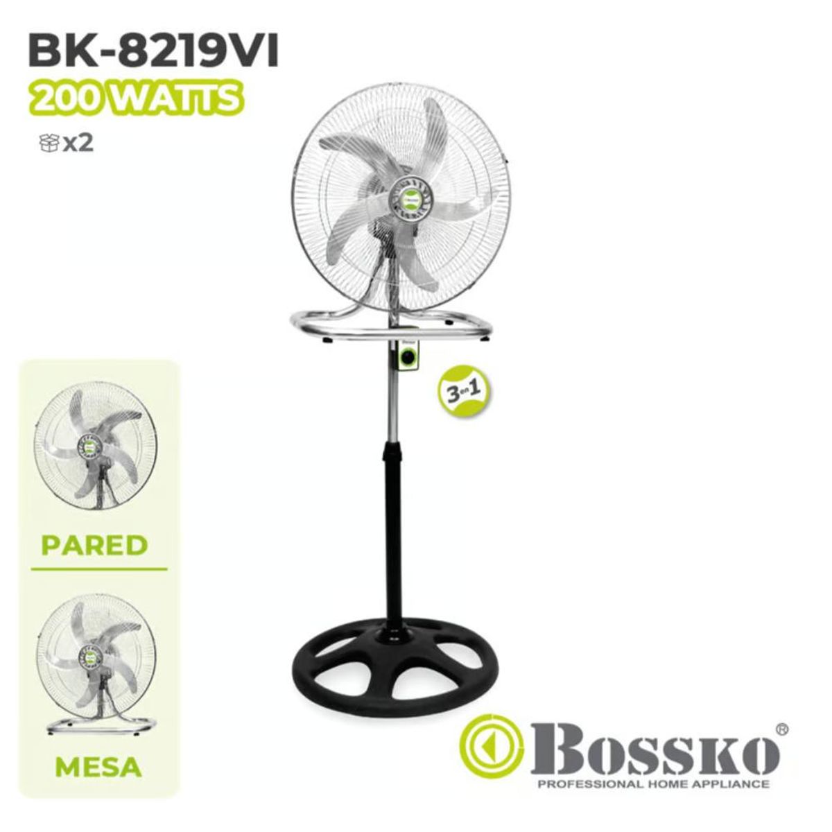 BOSSKO - Ventilador Pedestal De 18" 200 W BK-8218VI