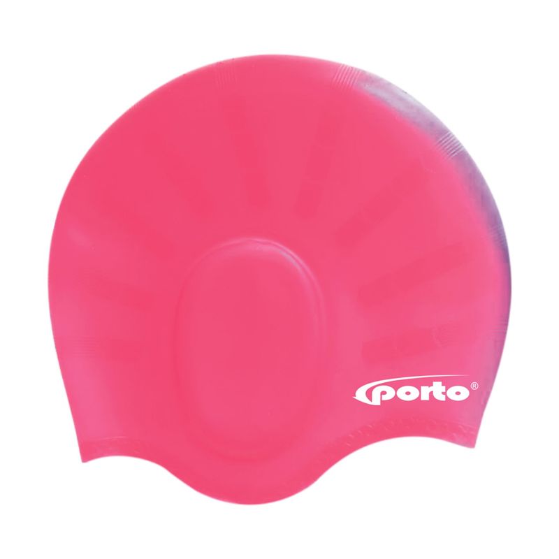 PORTO - GORRO DE NATACIÓN DE SILICONA CON OREJERAS PORTO ROSA