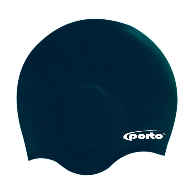 PORTO - GORRO DE NATACIÓN DE SILICONA CON OREJERAS PORTO NEGRO