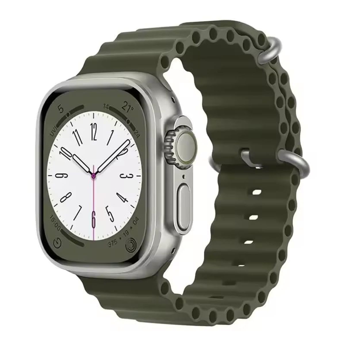 GENERICO - CORREA SILICONA OCEAN PARA WATCH 38-40-41-42 mm serie 10 VERDE OLIVO