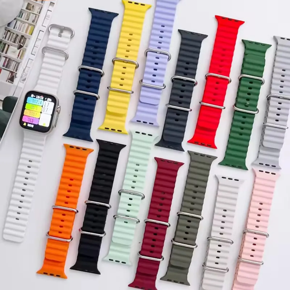 GENERICO - CORREA SILICONA OCEAN PARA WATCH 44-45-46-49 mm AMARILLO