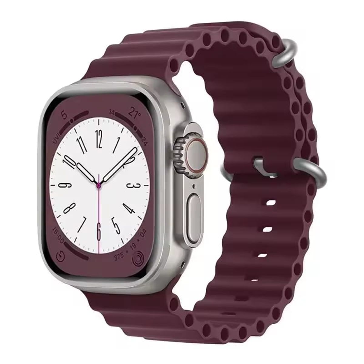 GENERICO - CORREA SILICONA OCEAN PARA WATCH 44-45-46-49 mm ROJO VINO