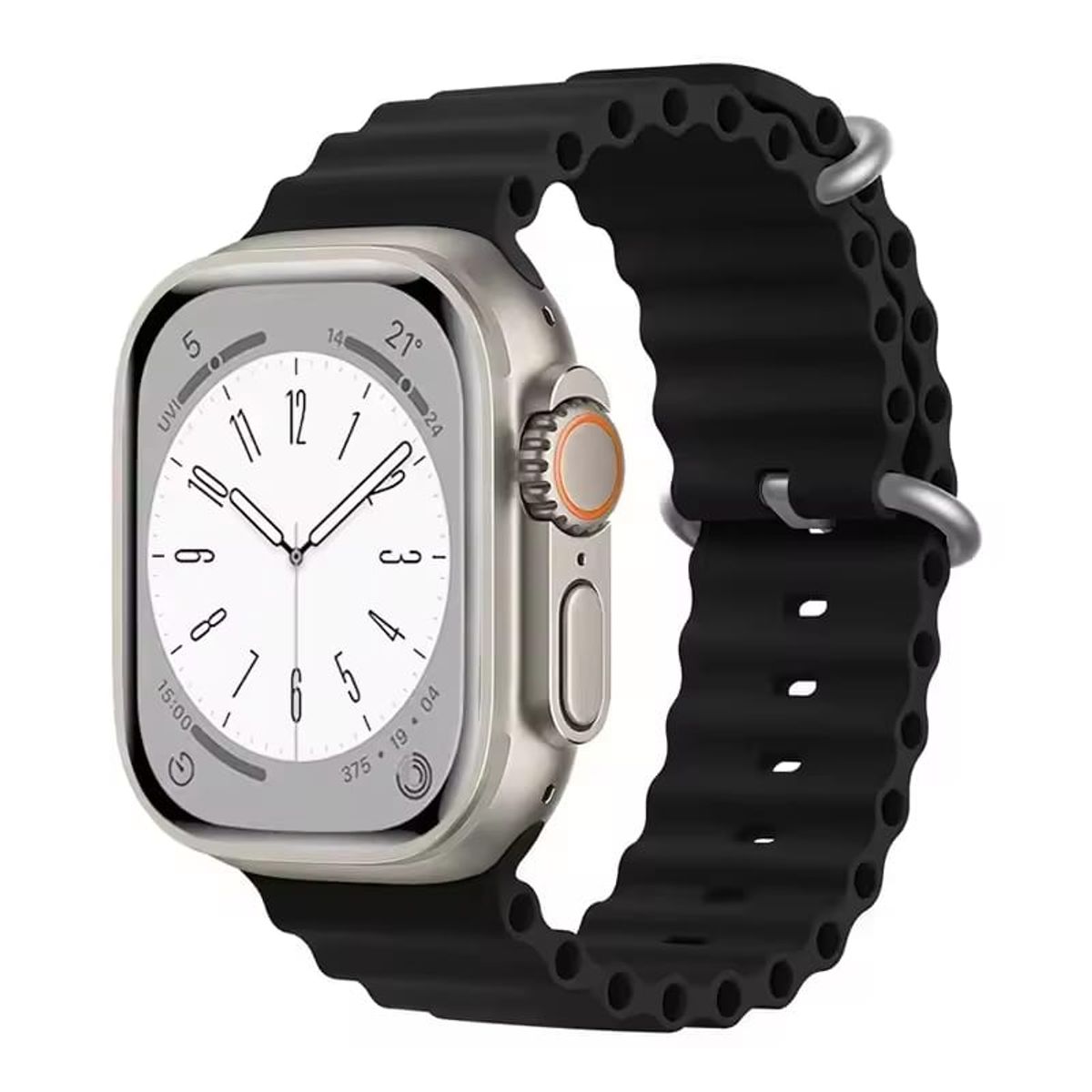GENERICO - CORREA SILICONA OCEAN PARA WATCH 44-45-46-49 mm NEGRO