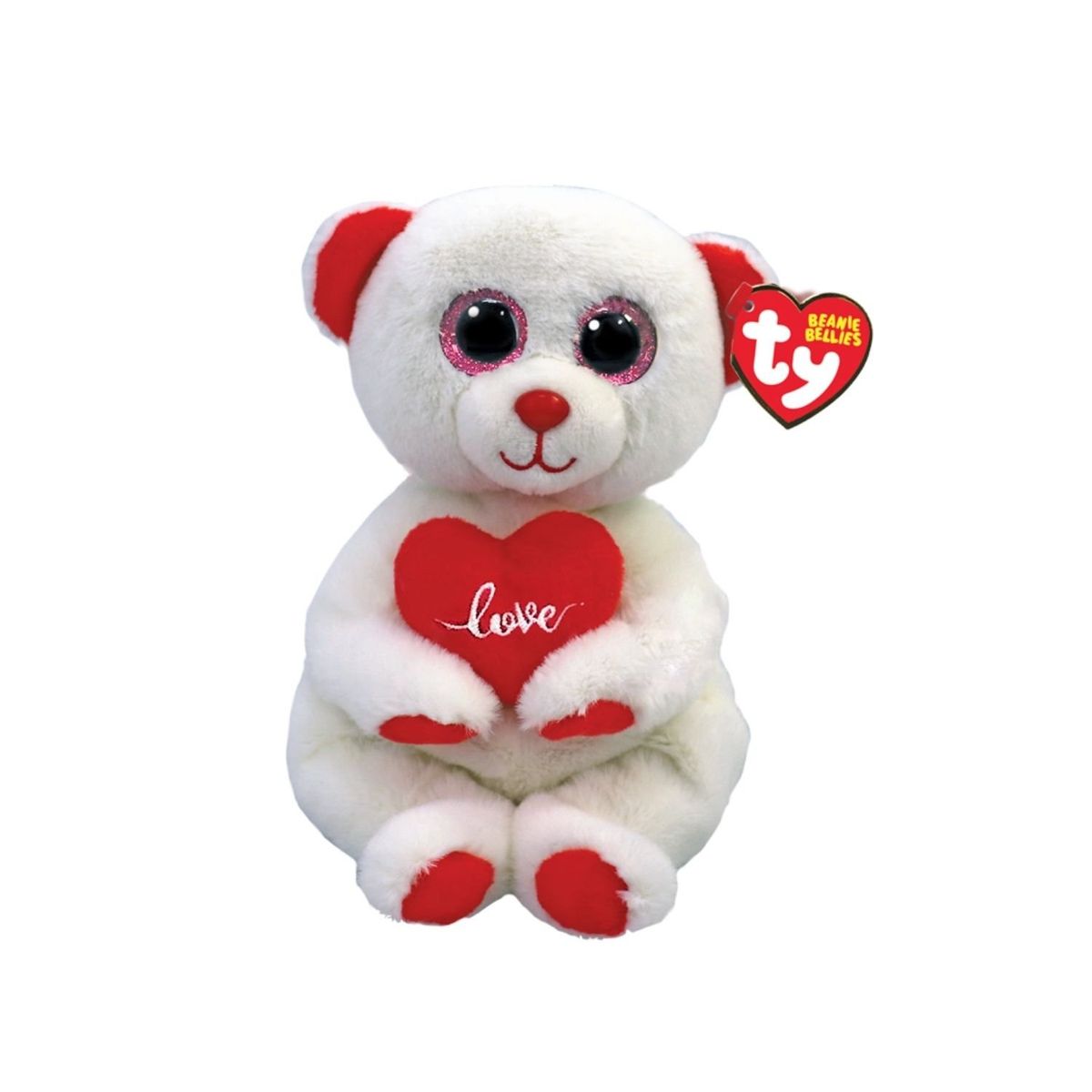 TY - PELUCHE TY BEANIE BELLIES DESI OSO BLANCO CORAZÓN REGULAR 41047 SAN VALENTIN