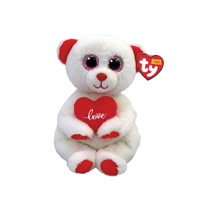 TY - PELUCHE TY BEANIE BELLIES DESI OSO BLANCO CORAZÓN REGULAR 41047 SAN VALENTIN
