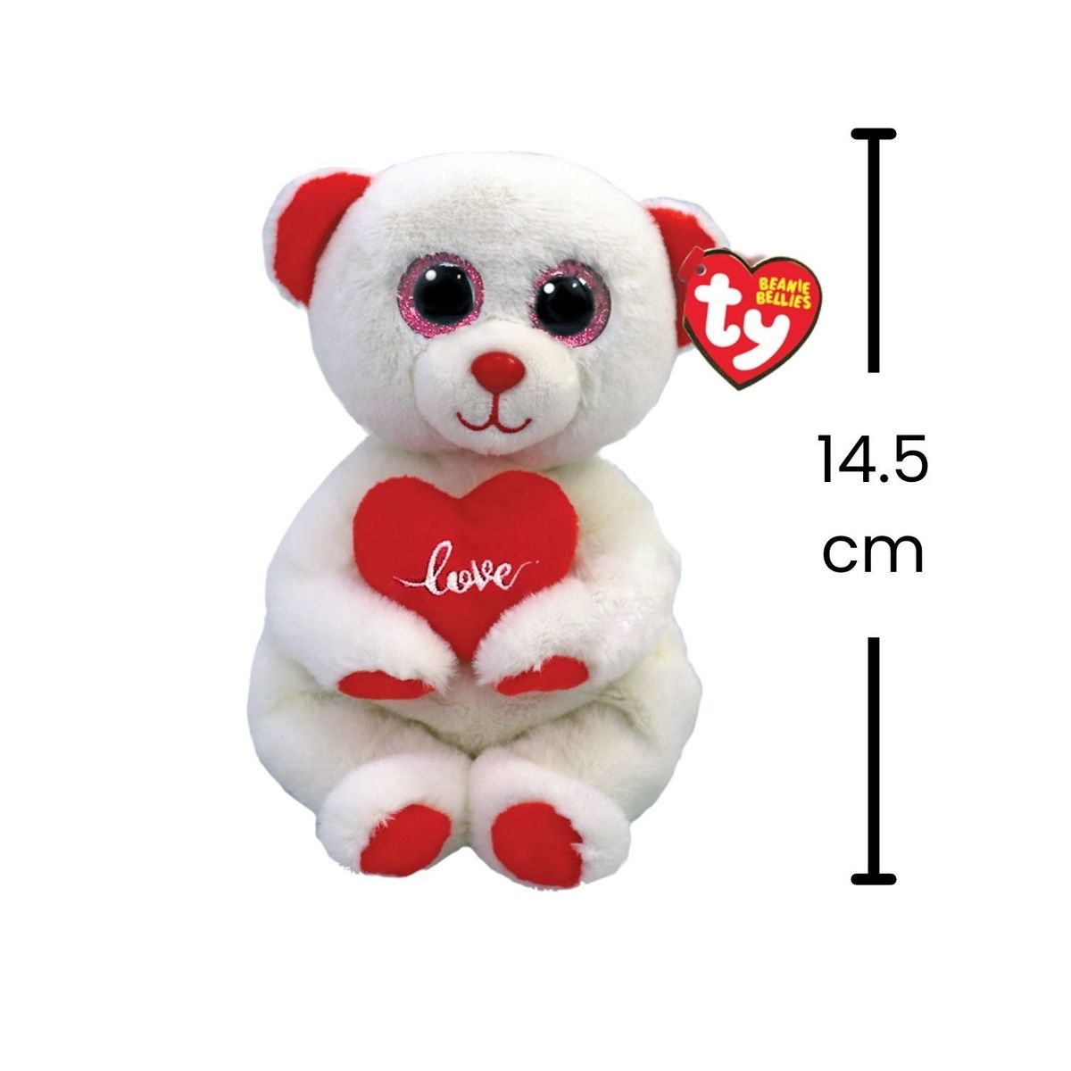 TY - PELUCHE TY BEANIE BELLIES DESI OSO BLANCO CORAZÓN REGULAR 41047 SAN VALENTIN
