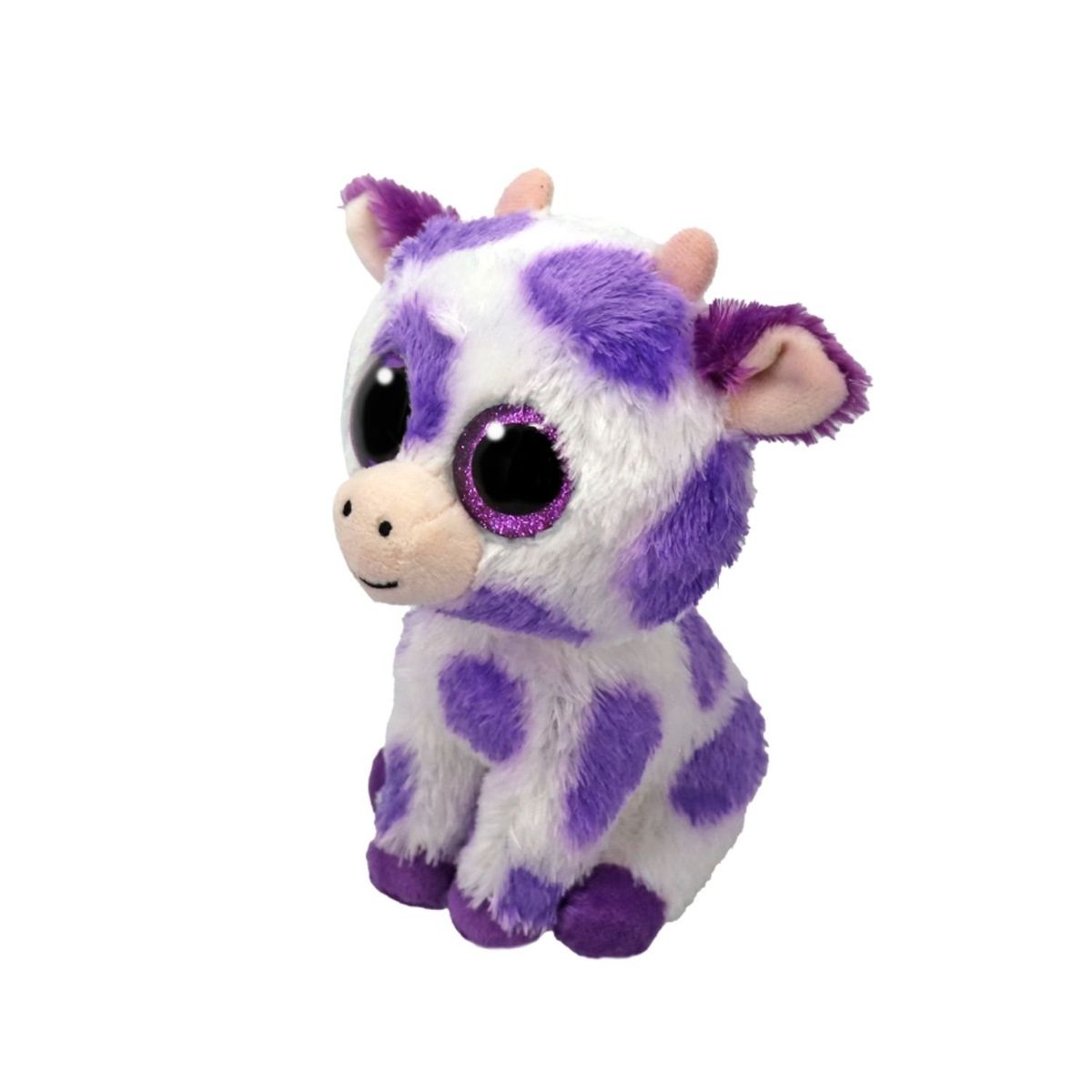 TY - PELUCHE TY BEANIE BOOS ETHEL VACA CON MANCHAS VIOLETA REGULAR 37345