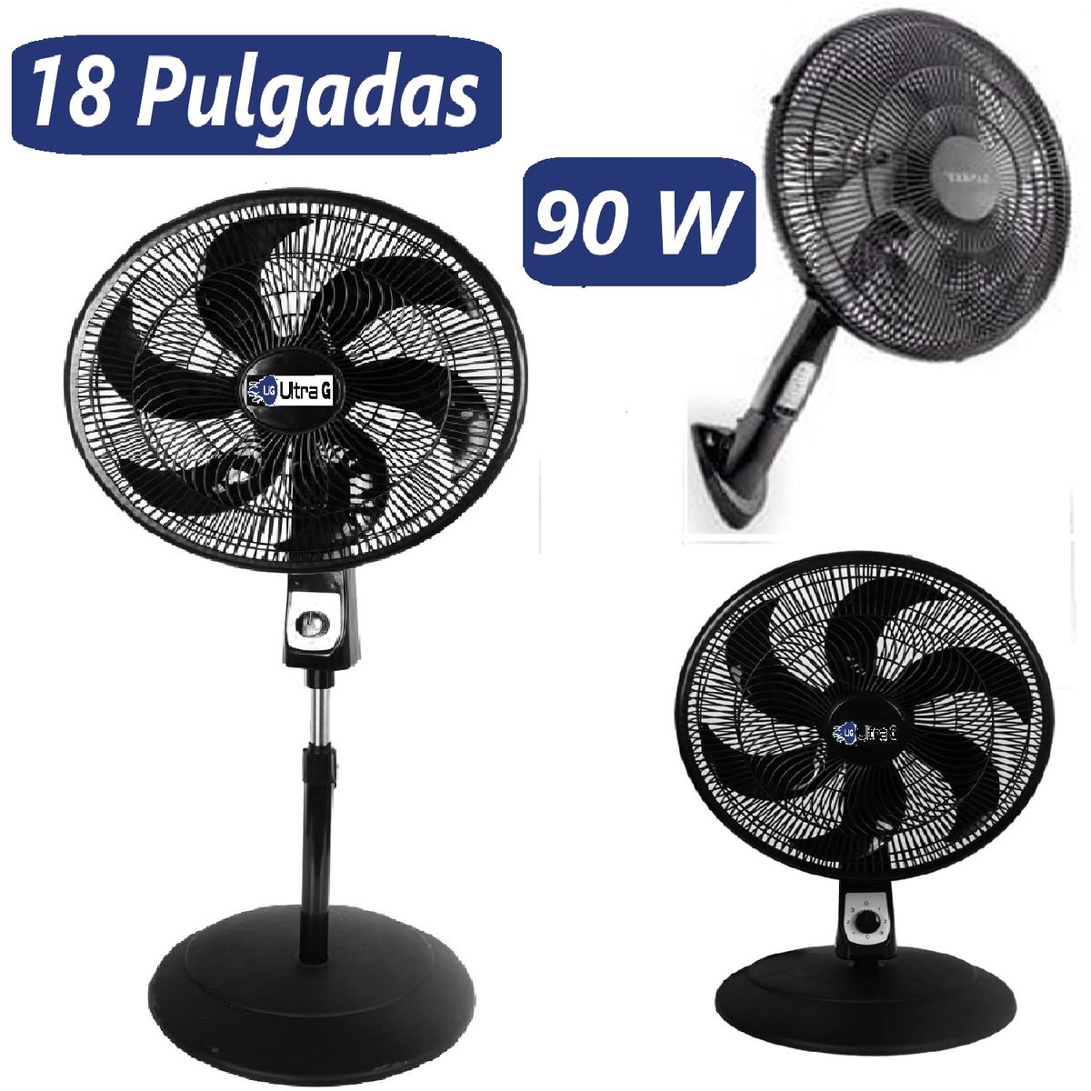 GENERICO - Ventilador 18" Pulgadas Silencioso 3 en1 Silencioso 90 Wats