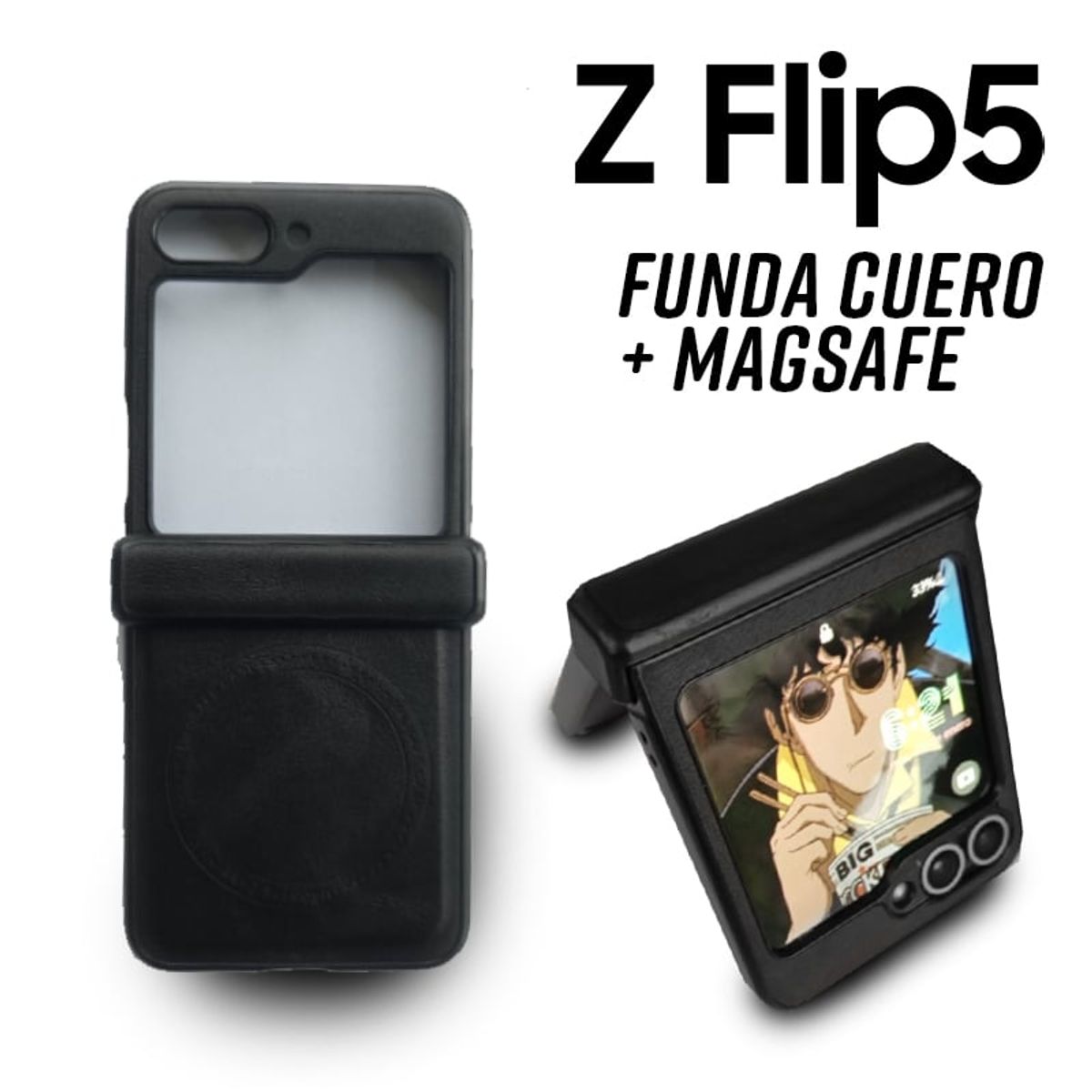 GENERICO - Case con Magsafe Para Samsung Z FLIP 5 Funda Cuero Sintético flip5