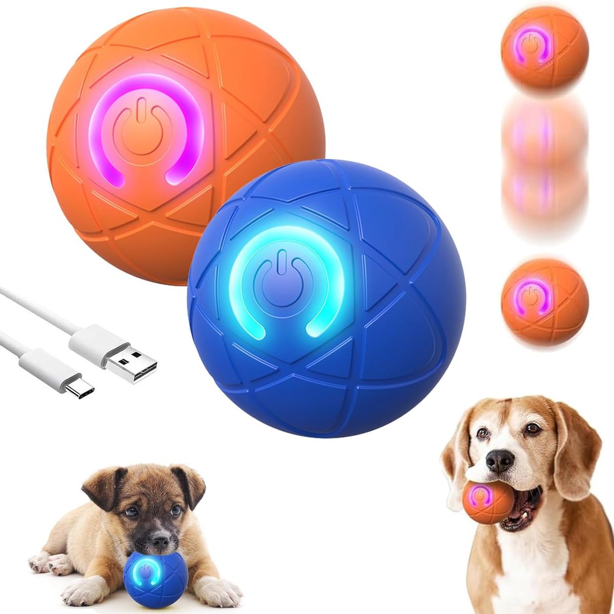 GENERICO - Pelota Inteligente para perros, Juego 2 Unidades, d52mm.