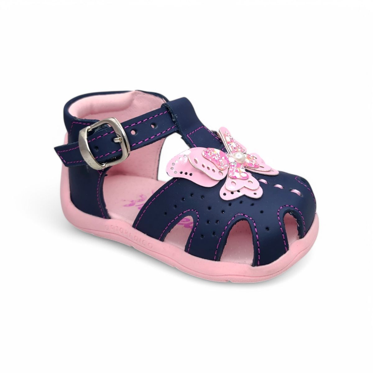 GENERICO - Sandalia Pibe Clásico semi-ortopédico Mariposa Azul para niña bebé
