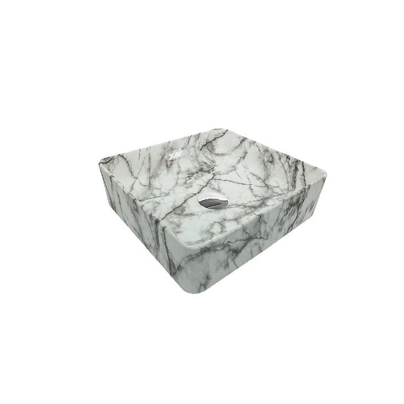 XM - Ovalín de Loza Vitrificada Cuadrado Mármol Blanco